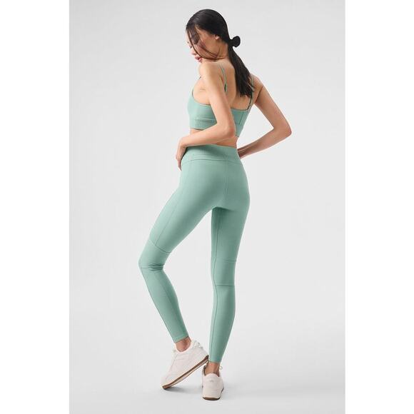 Alo Yoga Alosoft Head Start Bra & High Waist Legging Set XS Botanical Green - Picture 6 of 16